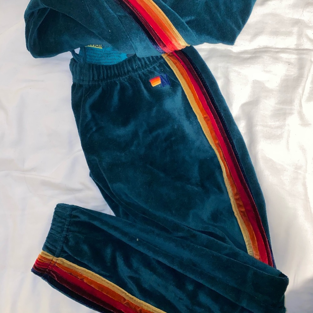 Aviator Nation Green Velvet sweatsuit